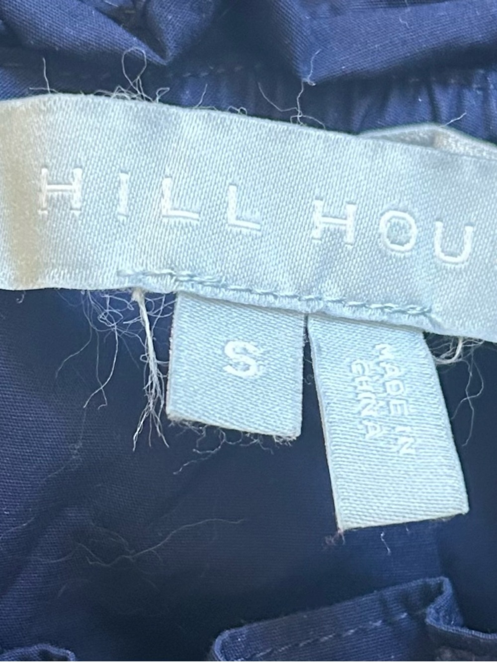 Hill House Navy Short-Sleeve Round Collar Ruffled Top Size Small - Picture 4 of 13